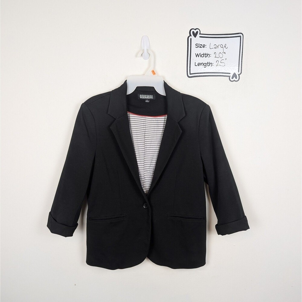 Original Nicole Miller Women's 3/4 Sleeve Blazer Black Size Large